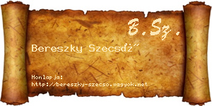 Bereszky Szecső névjegykártya